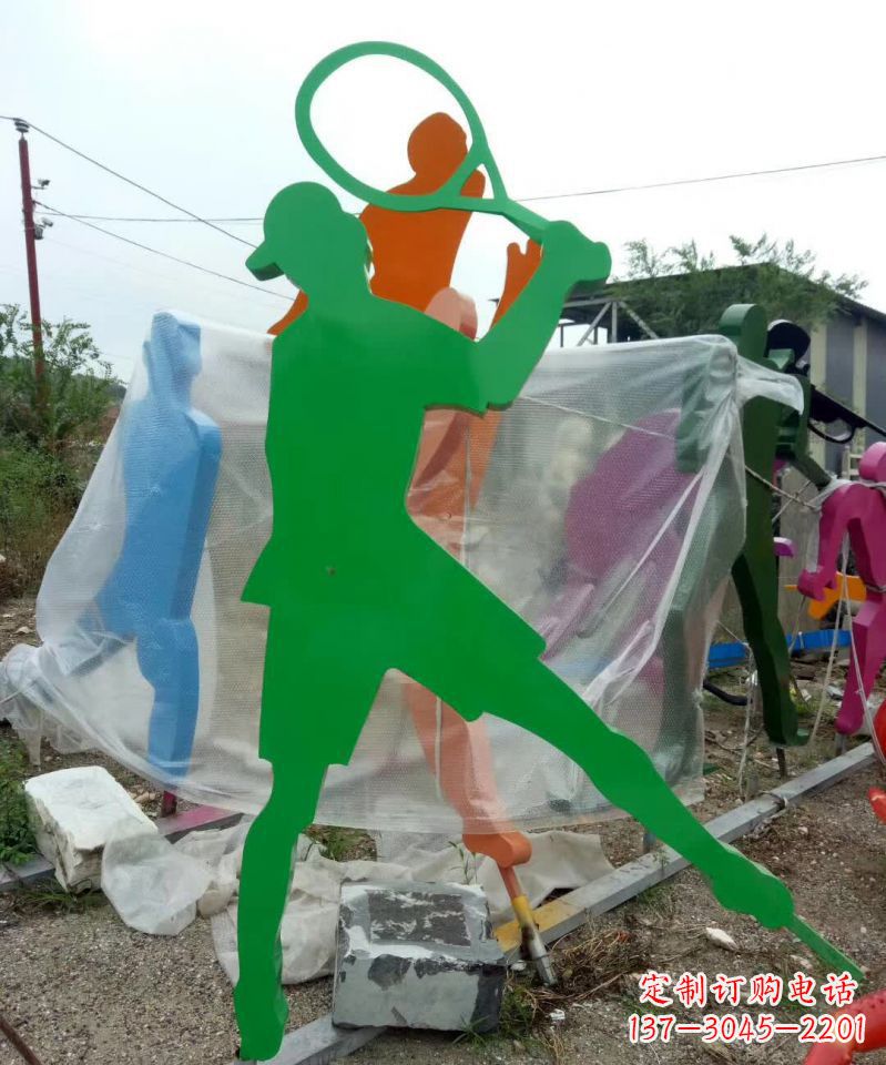 安阳不锈钢打羽毛球抽象人物雕塑