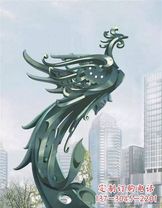 安阳不锈钢大型抽象凤凰雕塑
