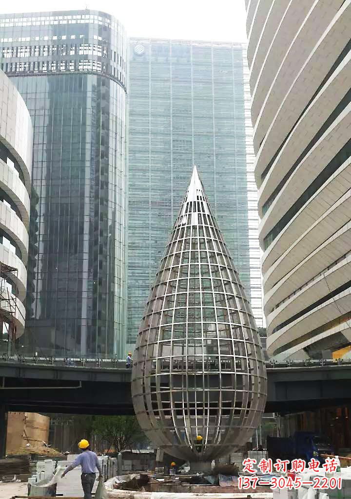 安阳不锈钢大型镂空水滴城市景观雕塑