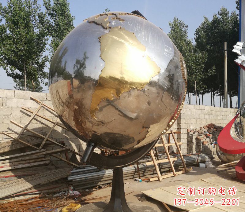 安阳不锈钢地球仪校园雕塑_2