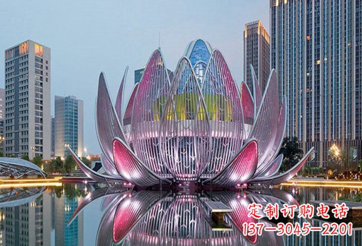 安阳不锈钢灯光景观荷花雕塑