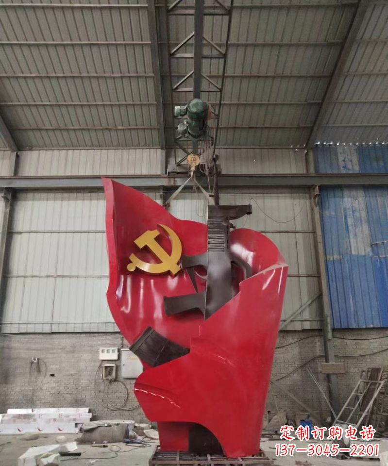 安阳不锈钢的党旗步枪雕塑