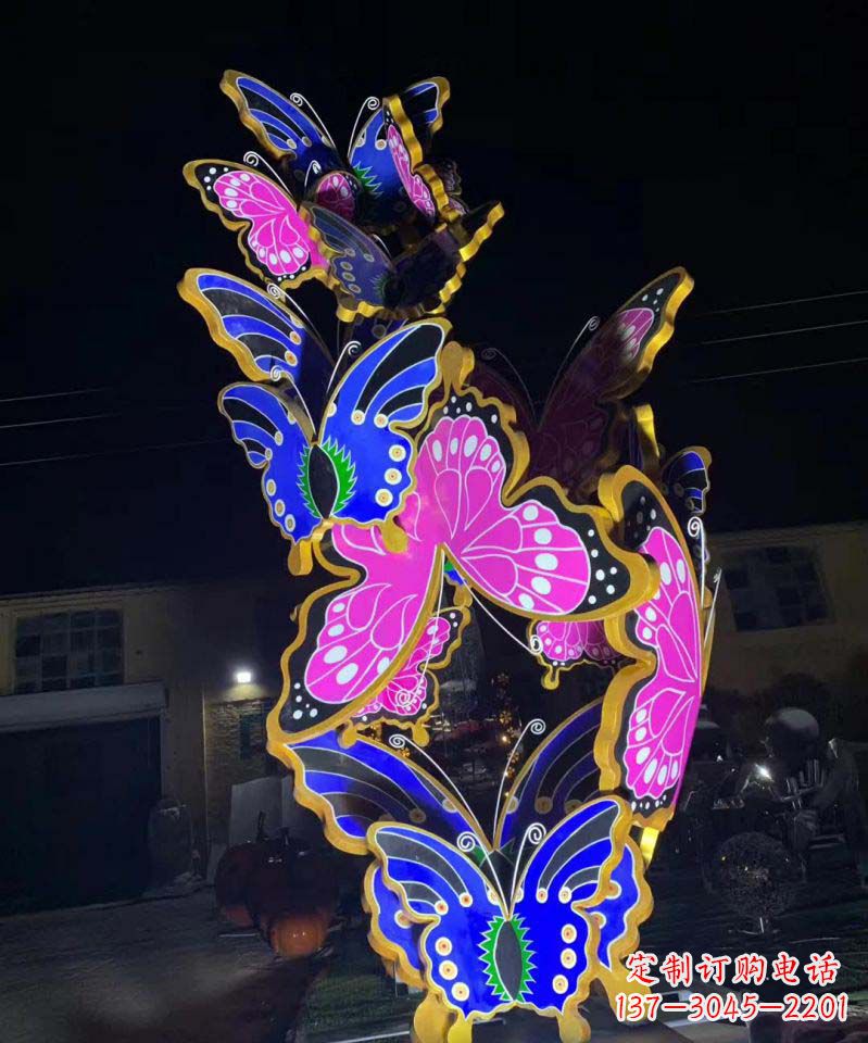 安阳不锈钢灯饰彩绘蝴蝶雕塑