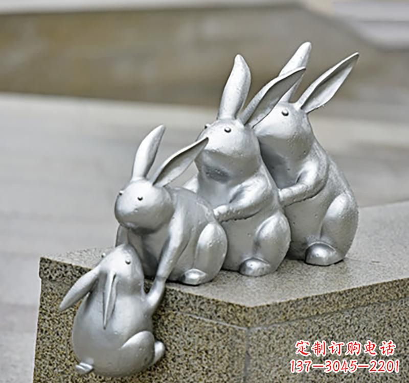 安阳不锈钢动物园林兔雕塑