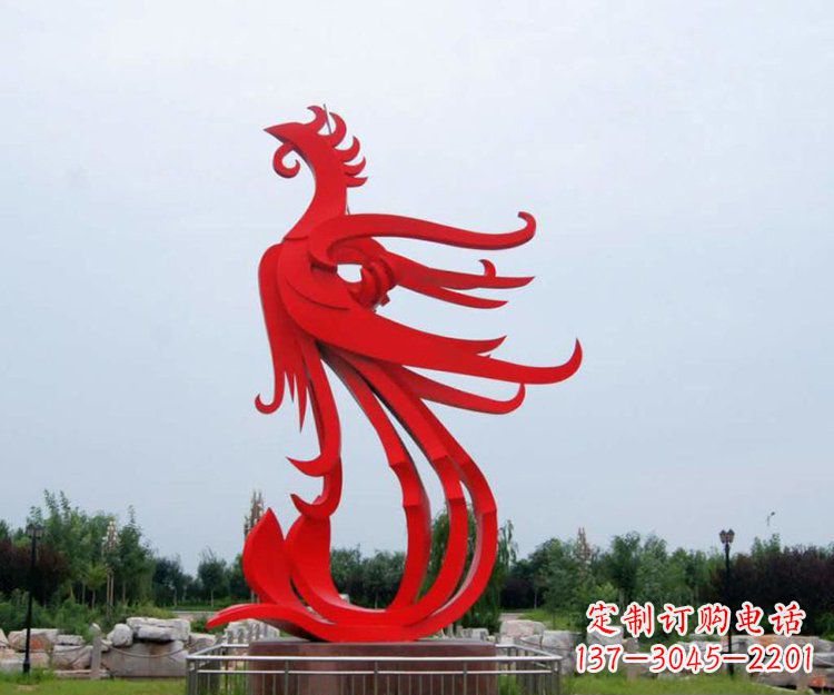 安阳不锈钢凤凰公园景观雕塑 (2)