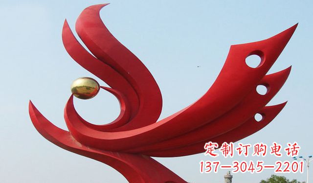 安阳不锈钢凤凰龙珠雕塑