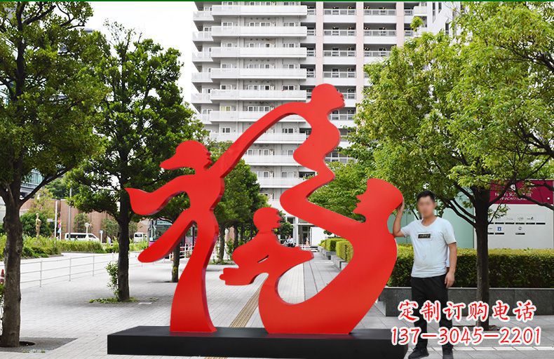 安阳不锈钢福字抽象人物雕塑