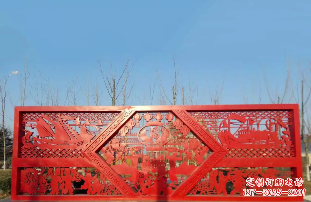 安阳不锈钢福字剪纸广场景观雕塑