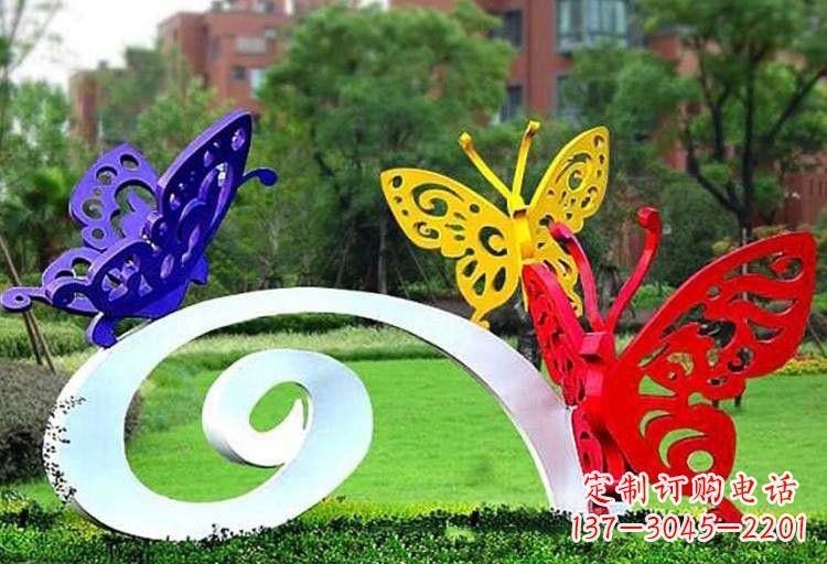 安阳不锈钢公园彩色蝴蝶雕塑