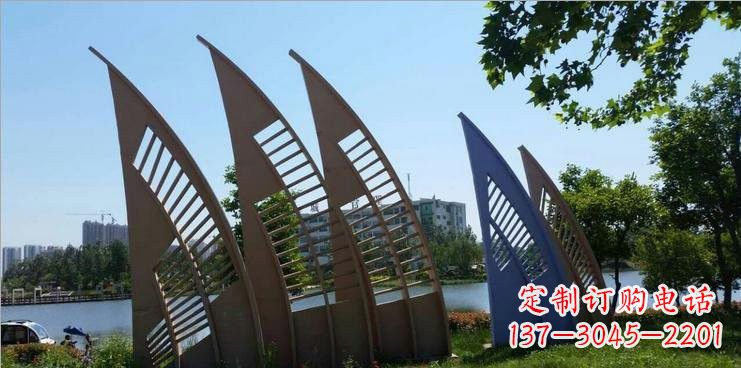 安阳不锈钢公园抽象船帆雕塑
