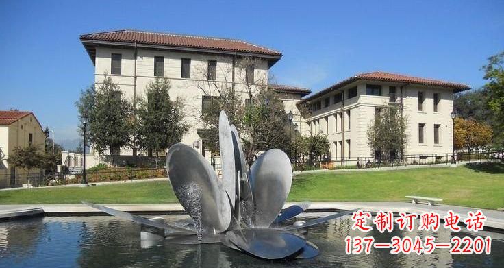 安阳不锈钢公园抽象花朵喷泉雕塑