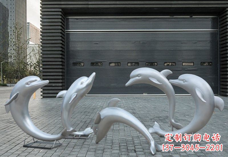 安阳不锈钢公园海豚雕塑