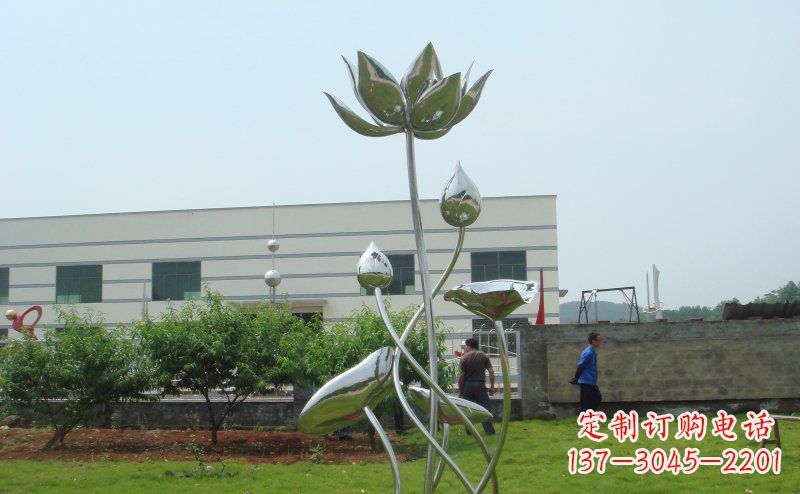 安阳不锈钢公园荷花雕塑 (2)