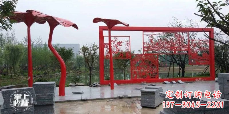 安阳不锈钢公园剪纸龙凤雕塑