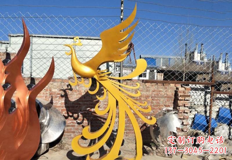 安阳不锈钢公园金色凤凰雕塑