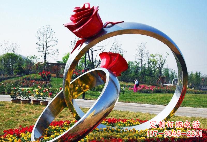 安阳不锈钢公园玫瑰花戒指雕塑