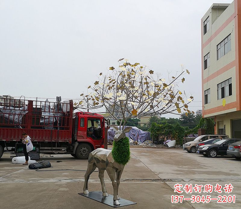 安阳不锈钢公园梅花鹿雕塑 (2)