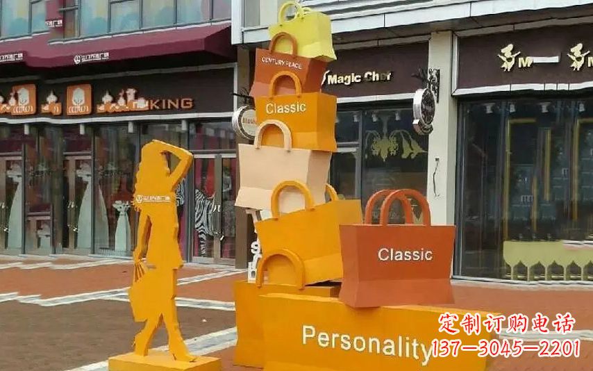 安阳不锈钢购物袋步行街景观雕塑