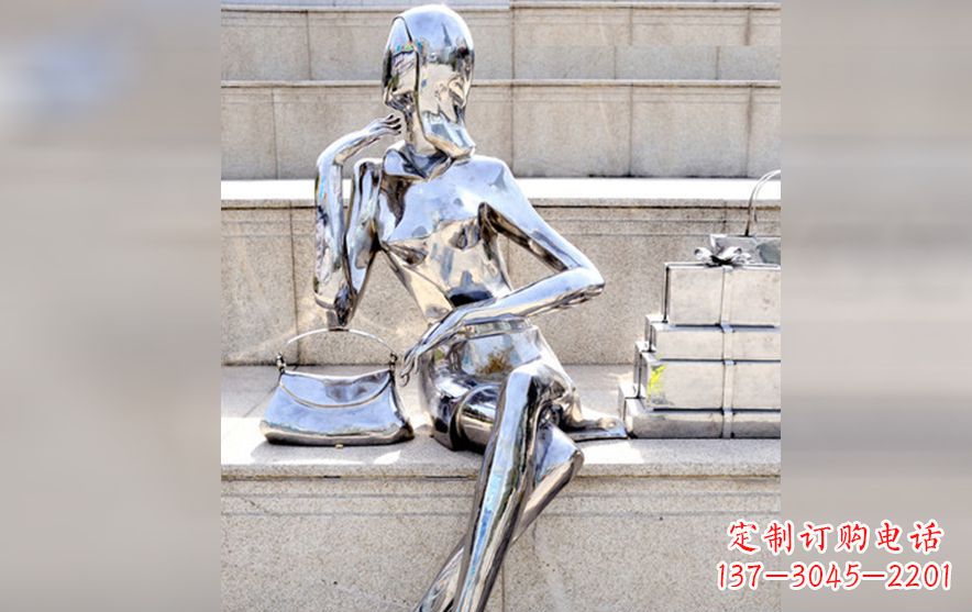 安阳不锈钢购物美女人物雕塑