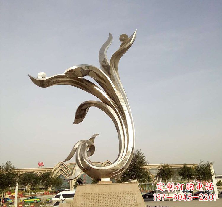 安阳不锈钢广场抽象凤凰雕塑
