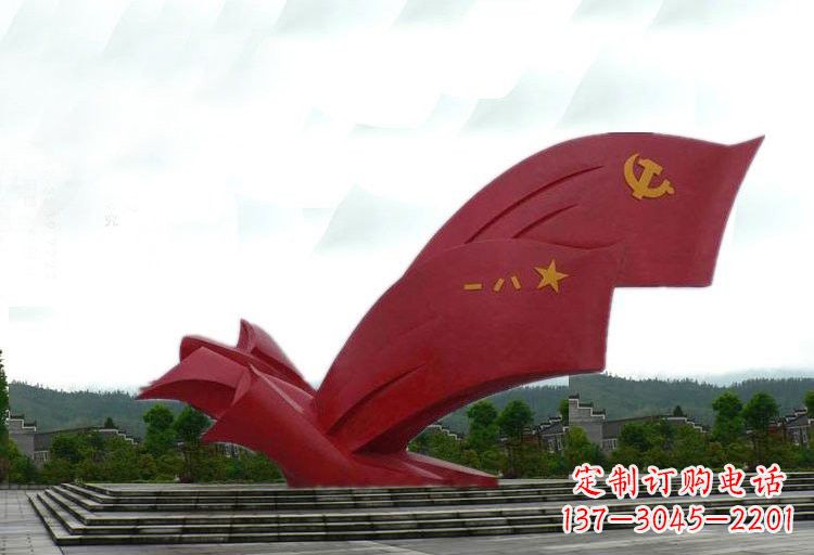 安阳不锈钢广场党旗和军旗雕塑