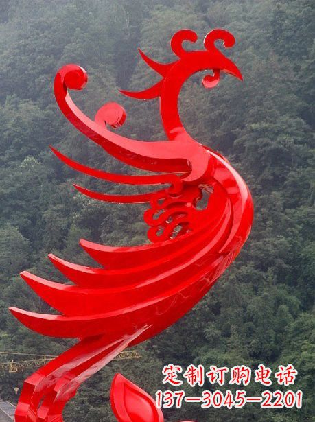 安阳不锈钢广场红色凤凰雕塑