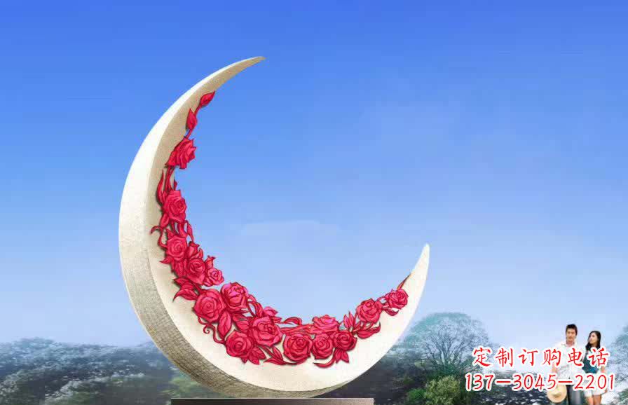 安阳不锈钢广场月亮雕塑1