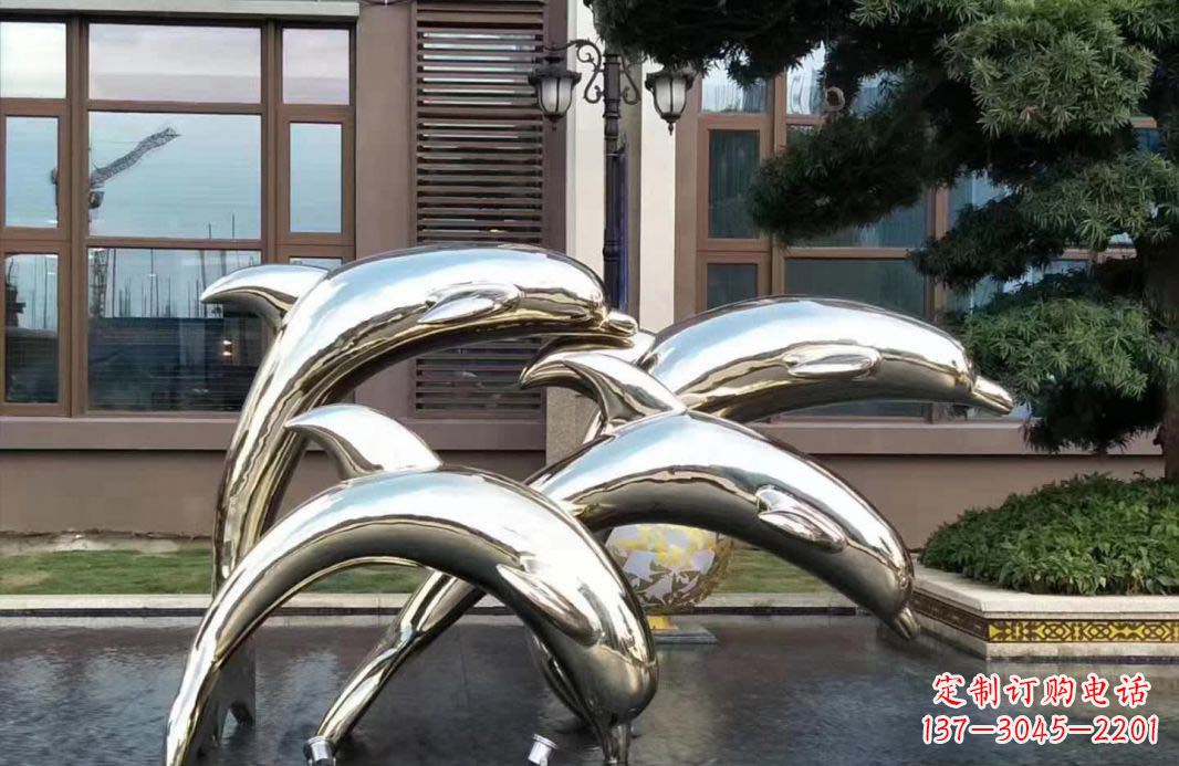安阳不锈钢海豚跳跃雕塑