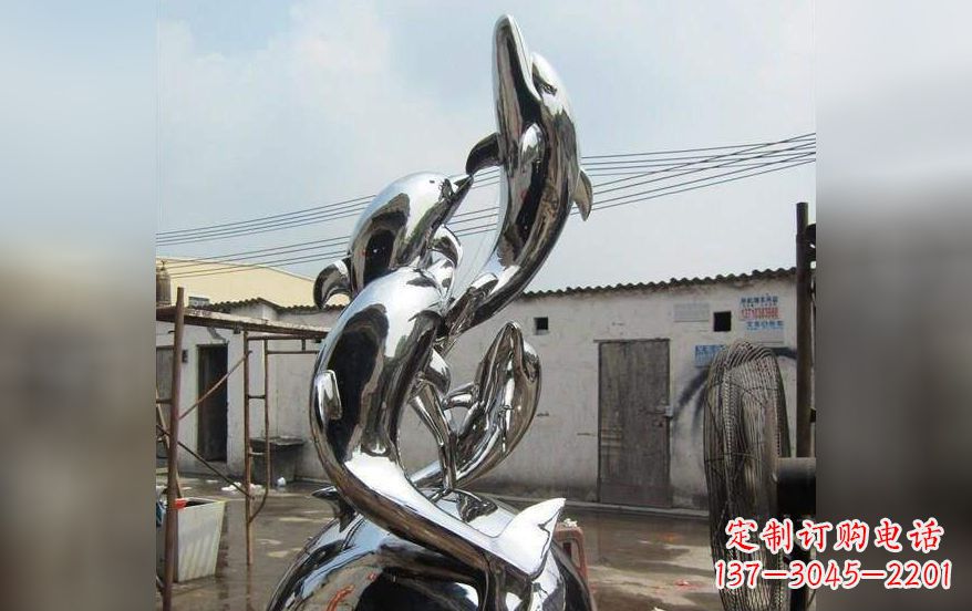 安阳不锈钢海豚嬉戏雕塑