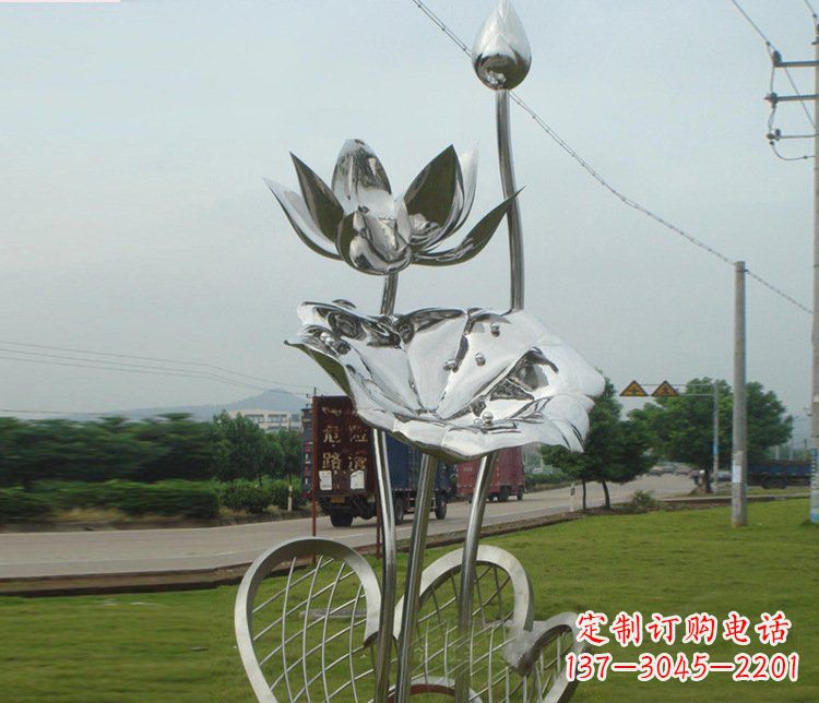 安阳不锈钢荷叶荷花公园景观雕塑