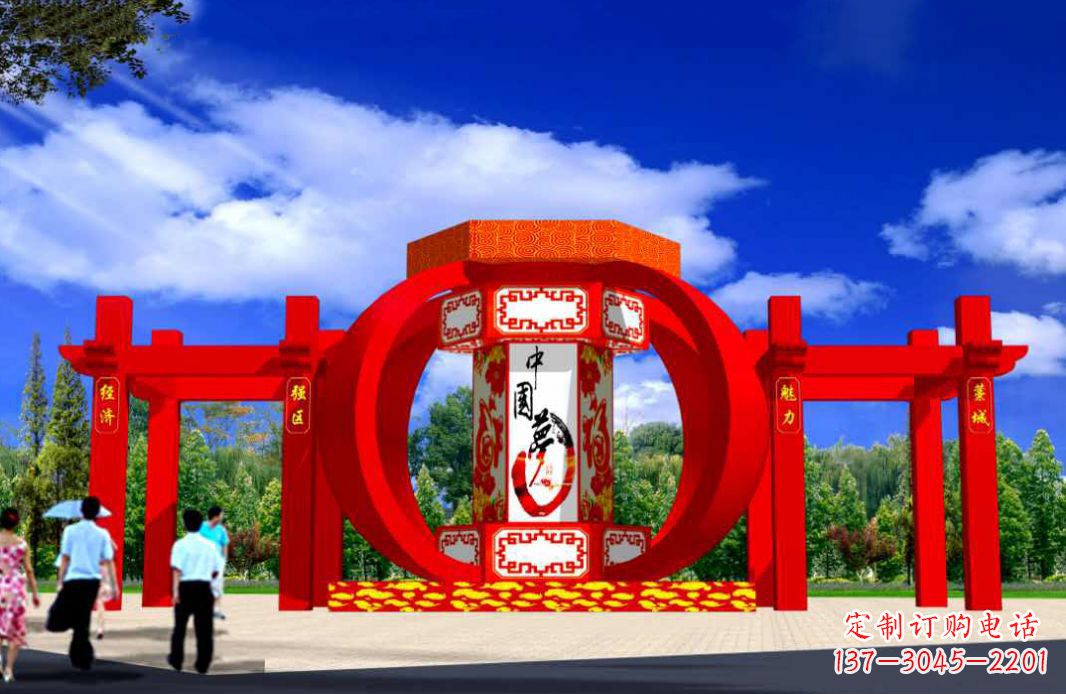 安阳不锈钢红灯笼城市景观雕塑