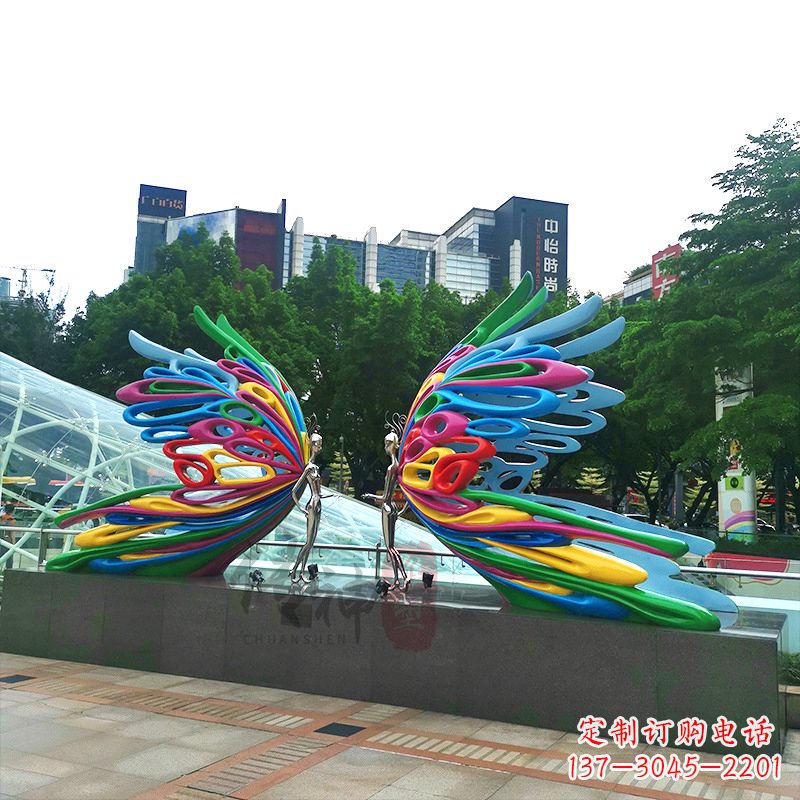 安阳不锈钢蝴蝶仙子城市广场步道装饰雕塑