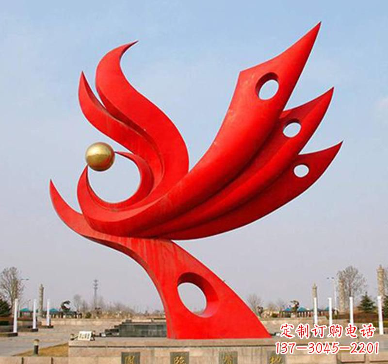 安阳不锈钢火凤凰动物雕塑