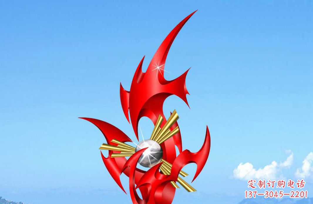 安阳不锈钢火苗抽象景观雕塑
