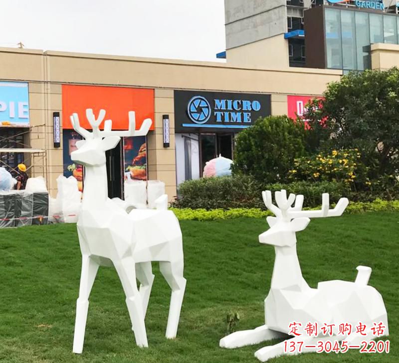 安阳不锈钢几何动物小鹿雕塑