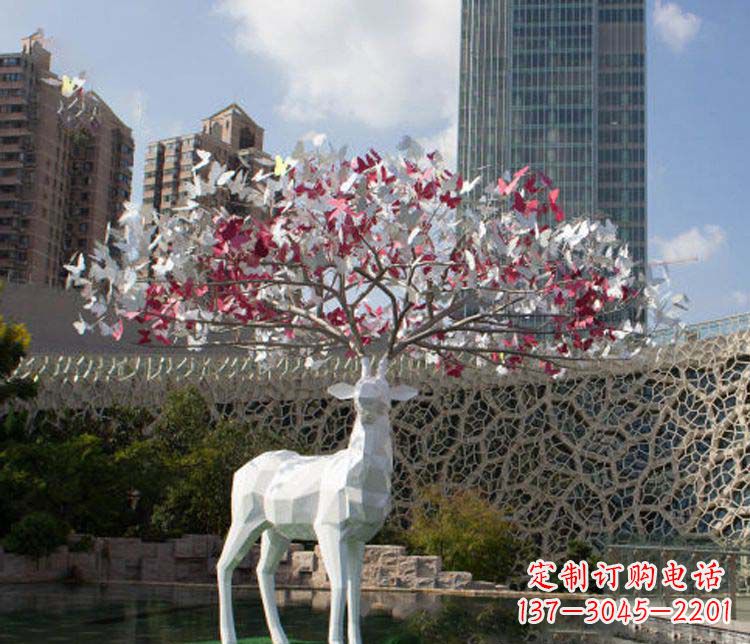 安阳不锈钢几何梅花鹿雕塑