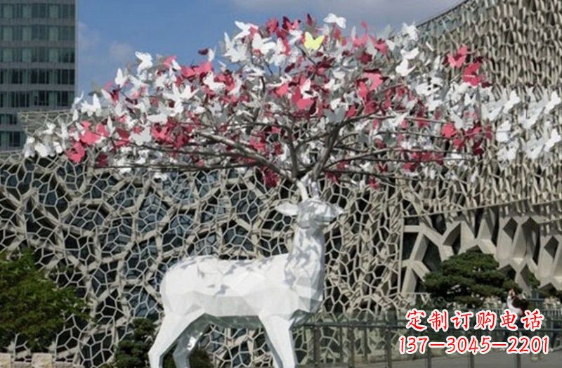 安阳不锈钢几何小鹿雕塑222