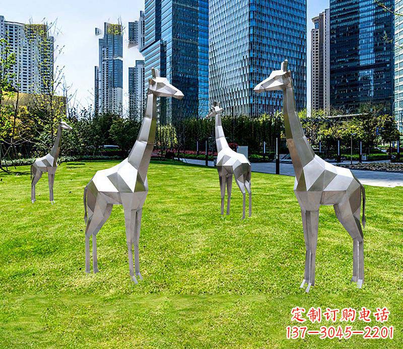 安阳不锈钢几何长颈鹿雕塑1