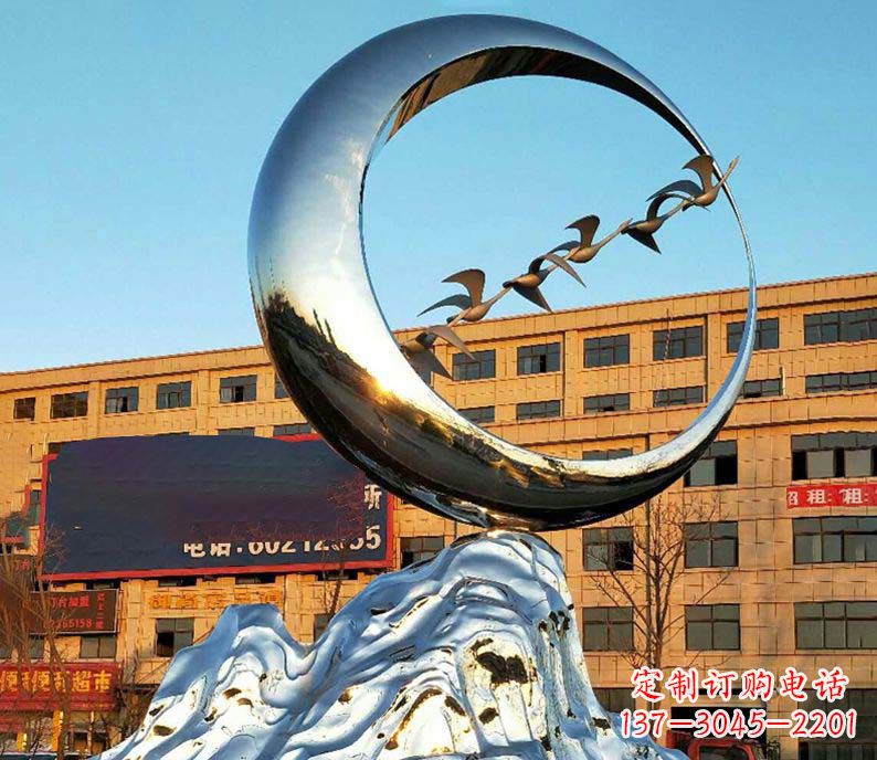 安阳不锈钢假山大雁雕塑