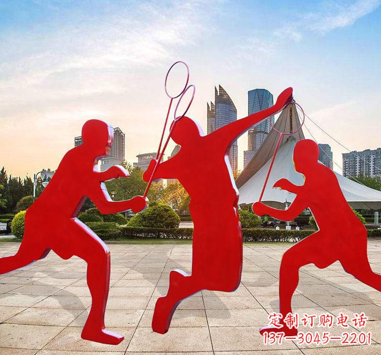 安阳不锈钢剪影打羽毛球雕塑