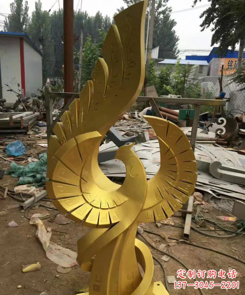 安阳不锈钢金凤凰雕塑