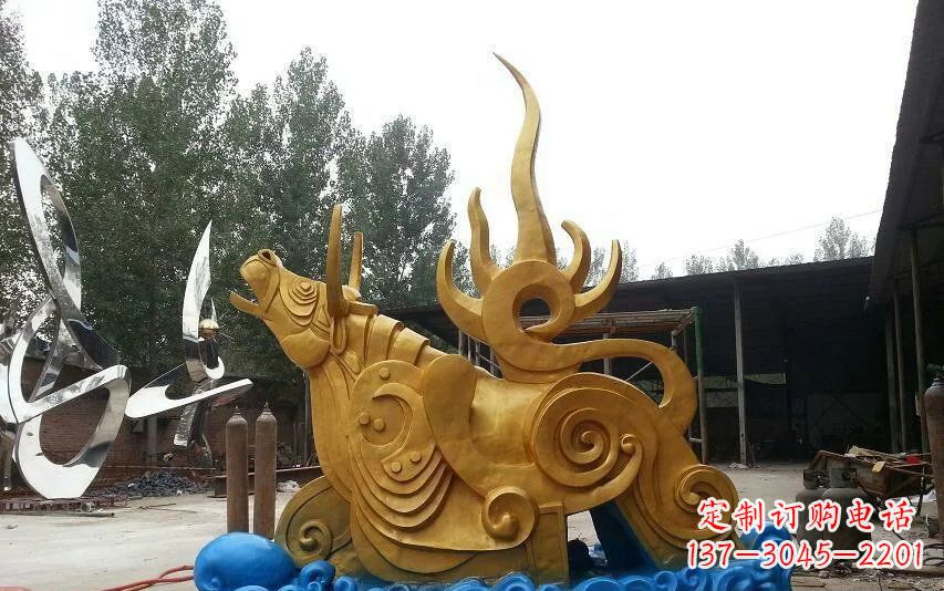 安阳不锈钢金牛卧波雕塑