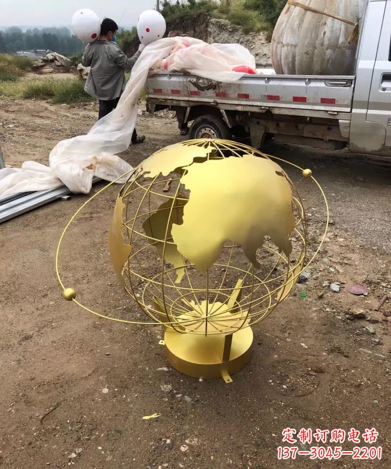安阳不锈钢金属校园地球仪 雕塑