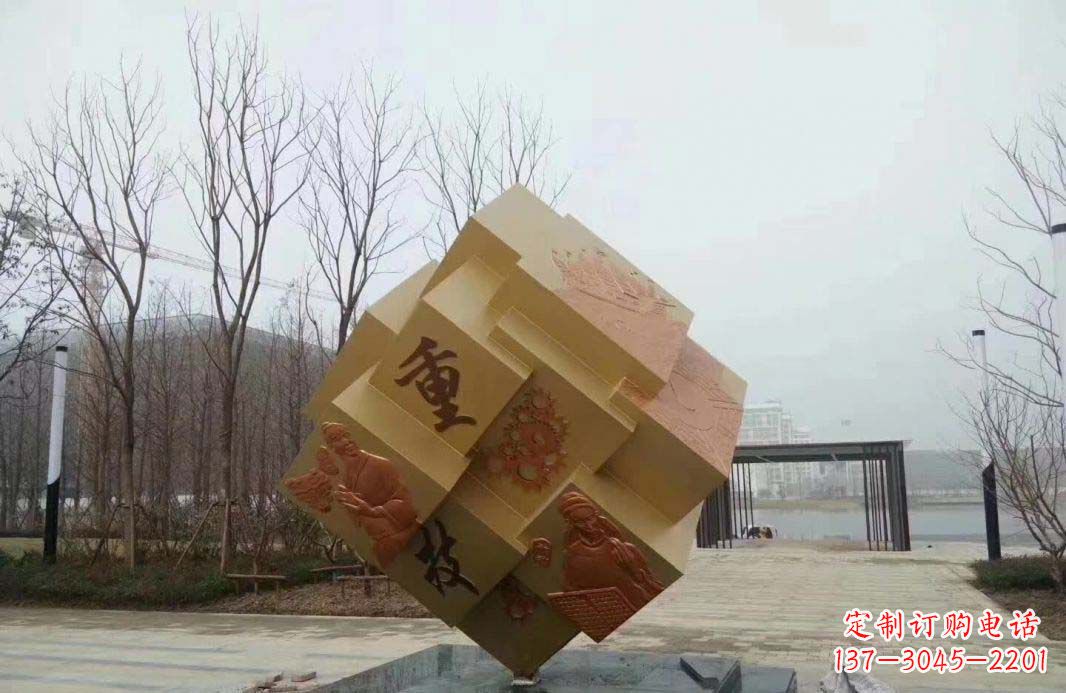 安阳不锈钢景观浮雕魔方雕塑
