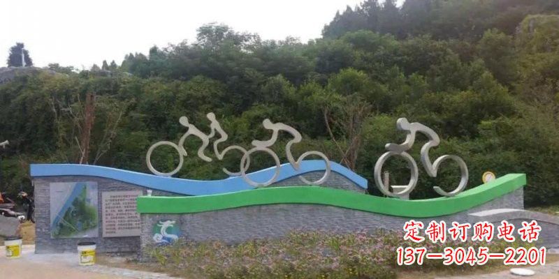 安阳不锈钢景区抽象骑自行车人物雕塑