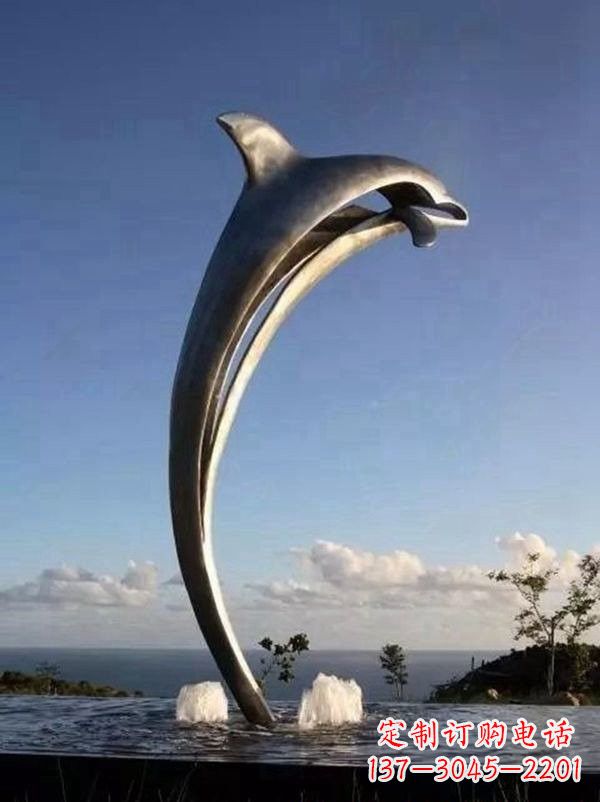 安阳不锈钢景区大型抽象海豚雕塑