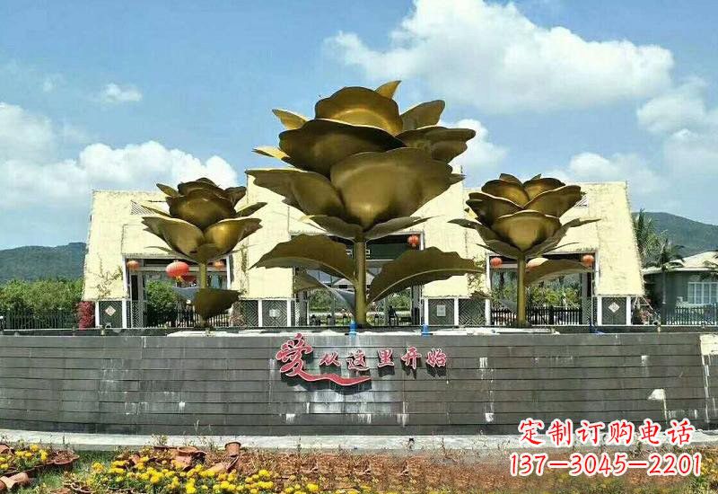安阳不锈钢景区玫瑰花雕塑
