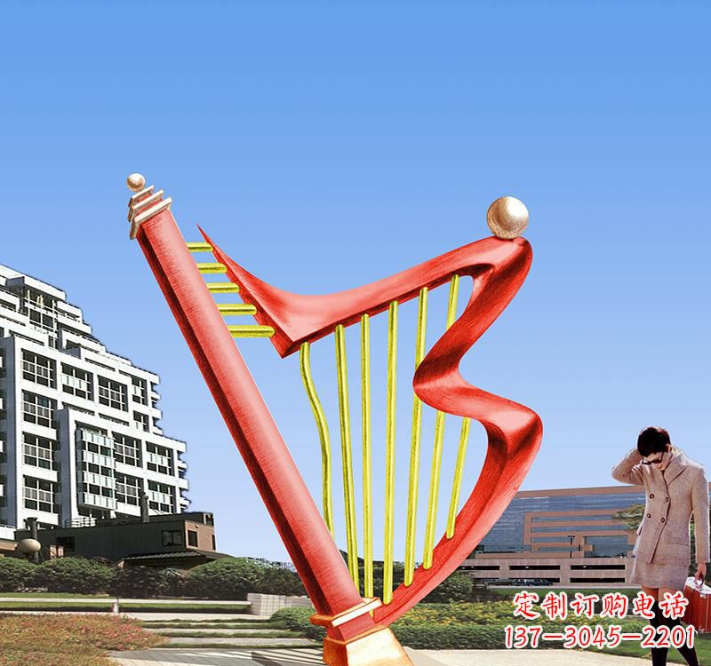 安阳不锈钢景区竖琴雕塑