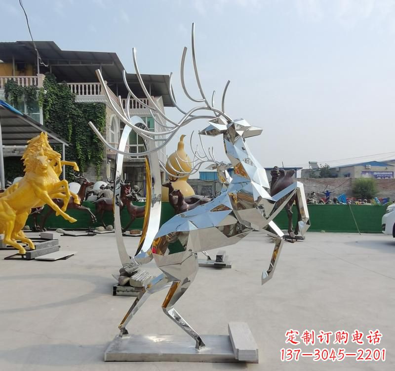 安阳不锈钢镜面动物鹿雕塑