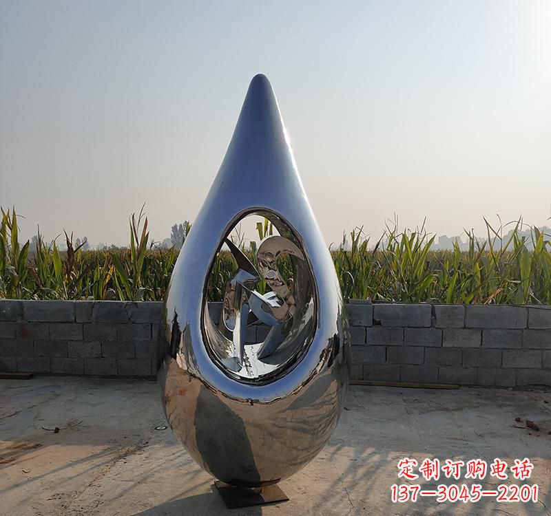 安阳不锈钢镜面广场水滴雕塑